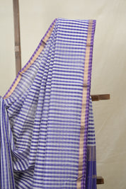 Blue White Maheshwari Saree - SRBWMS997