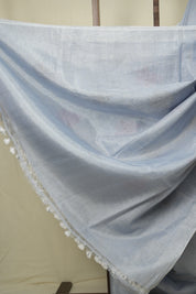 Powder Blue Tissue Linen Jamdani Saree - SRPBTLJS206