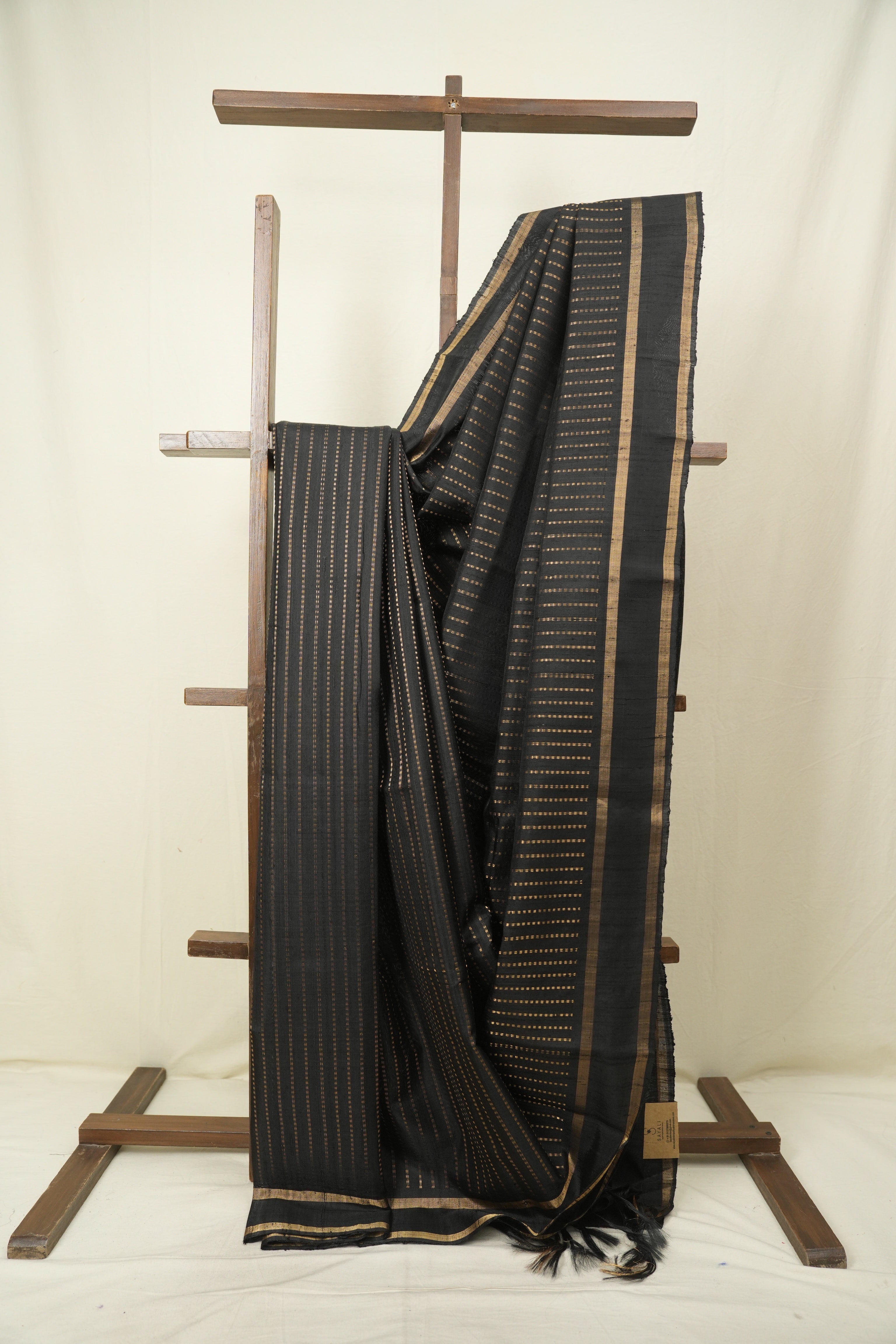 Black Raw Silk Saree - SRBRSS1130