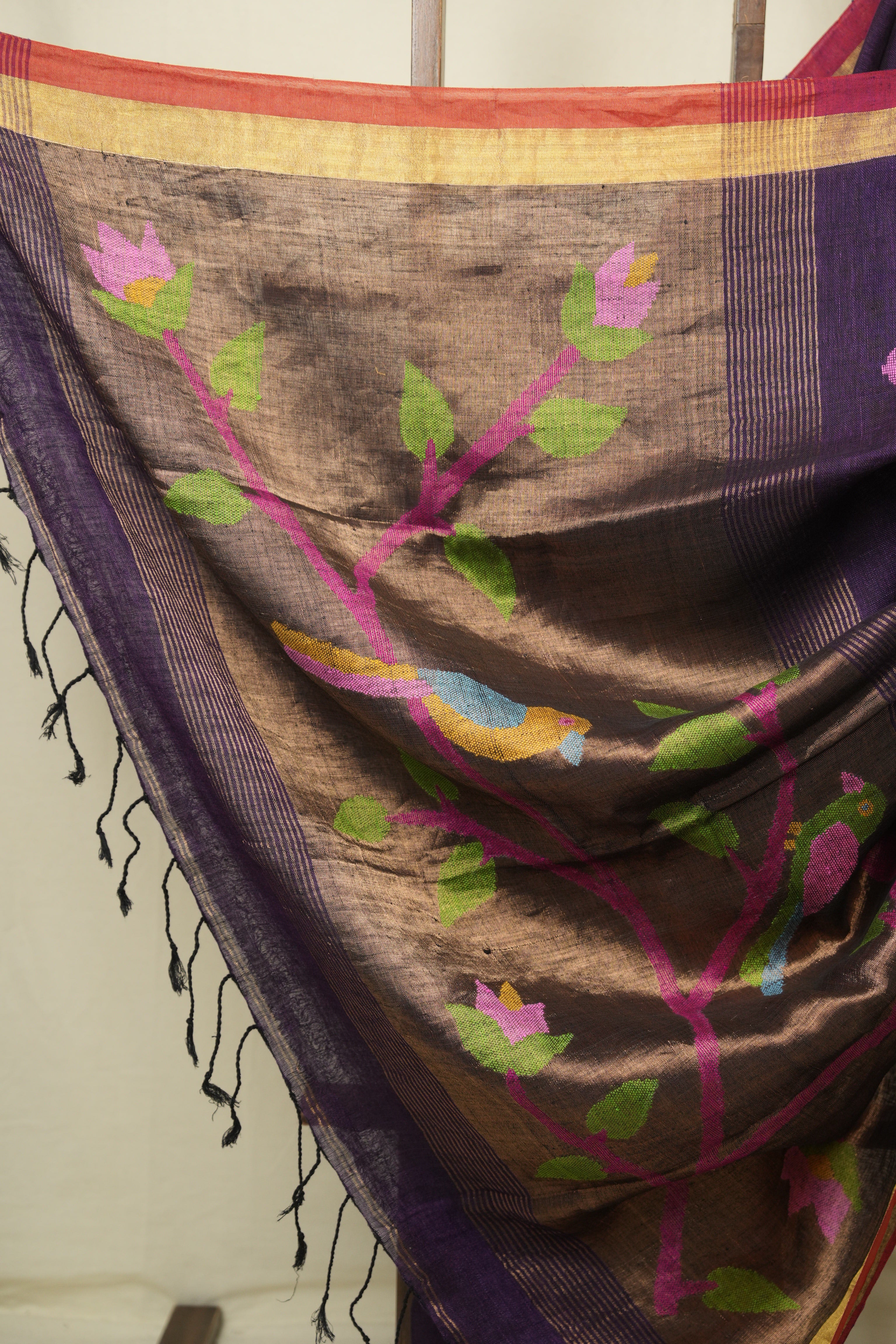 Purple Linen Jamdani Saree - SRPLJS522