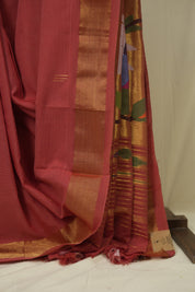 Pestle Red Cotton Paithani Saree - SRPRCPS745