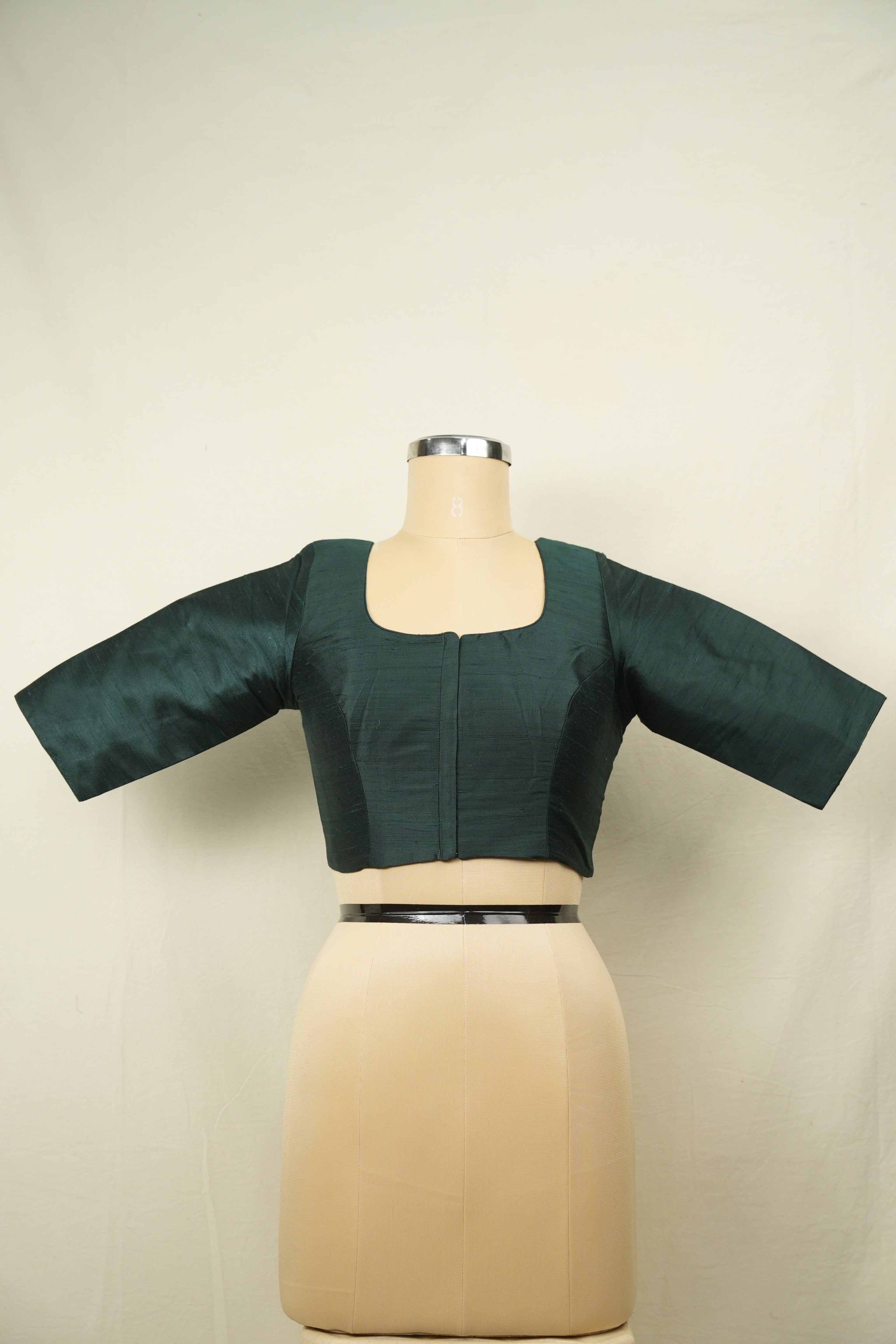 Green Raw Silk Blouse - SRGRSB13