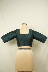 Green Raw Silk Blouse - SRGRSB13