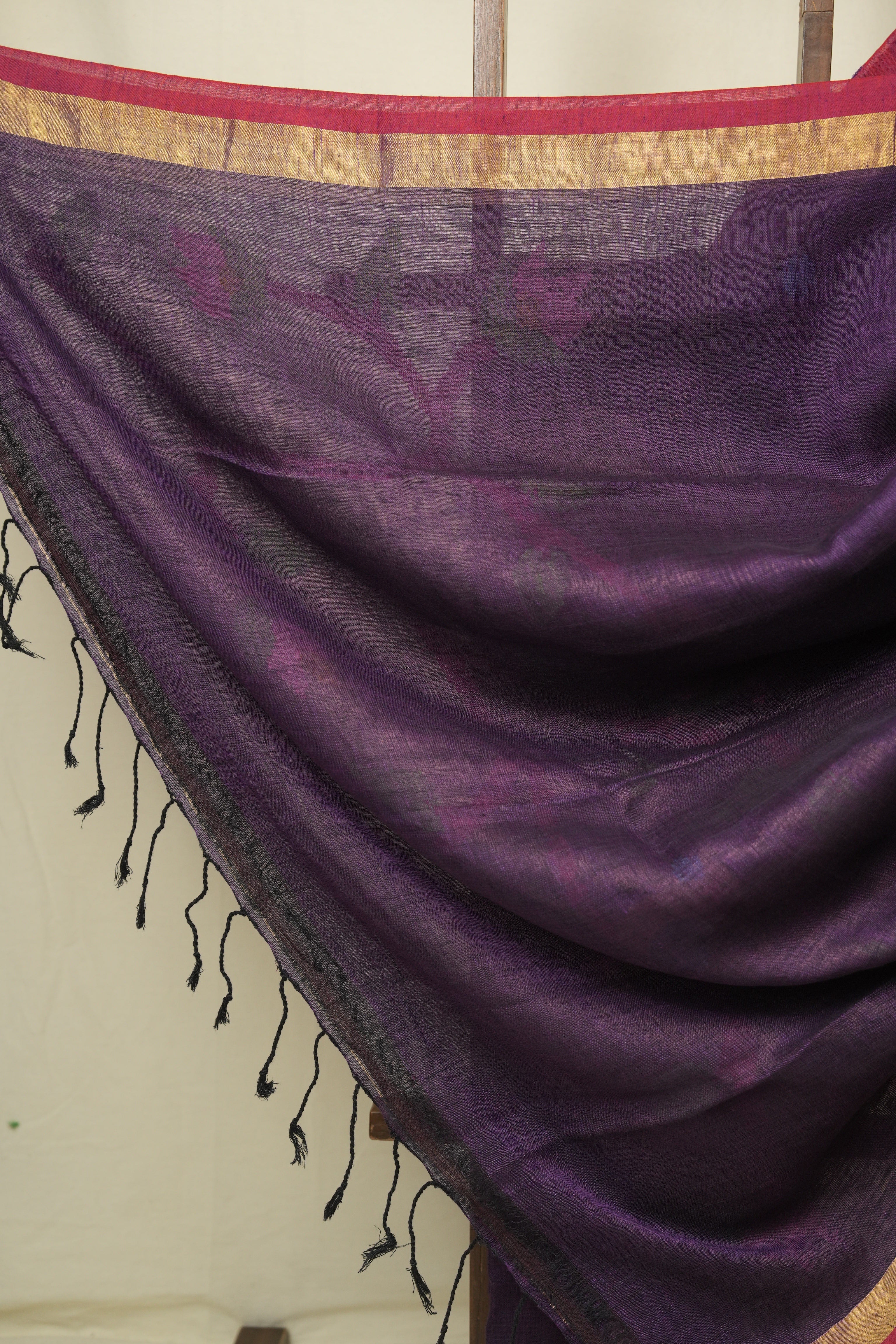 Purple Linen Jamdani Saree - SRPLJS522