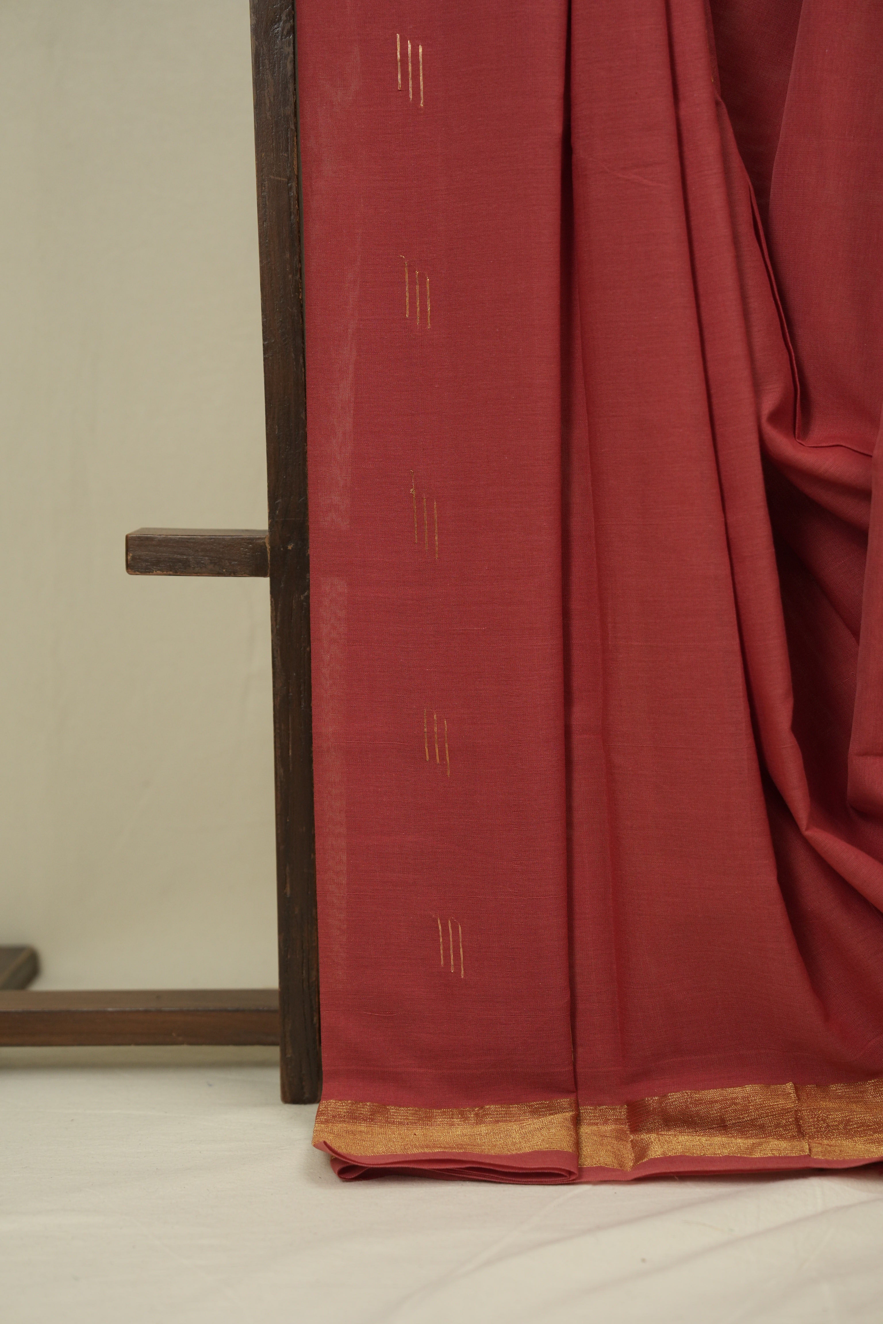 Pestle Red Cotton Paithani Saree - SRPRCPS745