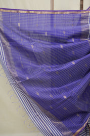 Blue White Maheshwari Saree - SRBWMS997