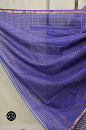 Blue White Maheshwari Saree - SRBWMS997