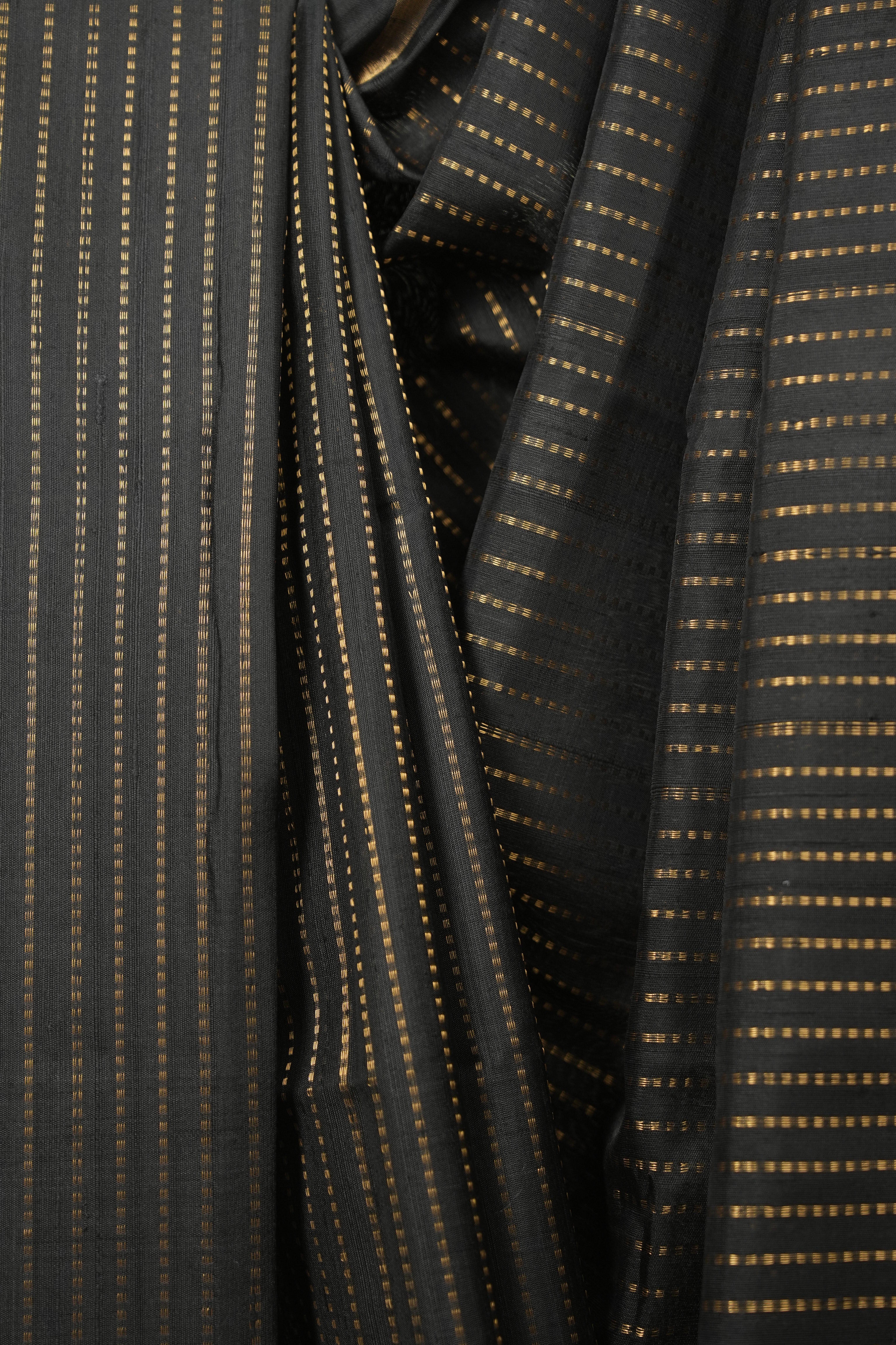 Black Raw Silk Saree - SRBRSS1130