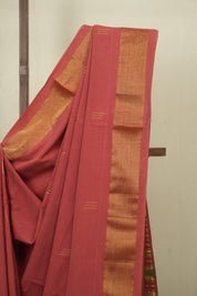 Pestle Red Cotton Paithani Saree - SRPRCPS745