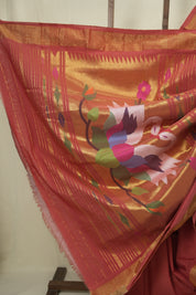 Pestle Red Cotton Paithani Saree - SRPRCPS745