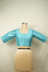 Sea Blue Raw Silk Blouse - SRSBRSB12
