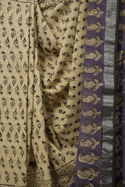 Off White HBP Slub Cotton Saree- SROWHBPSCS61