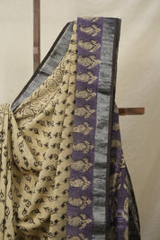Off White HBP Slub Cotton Saree- SROWHBPSCS61