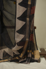 Black Kota Doria Saree - SRBKDS315