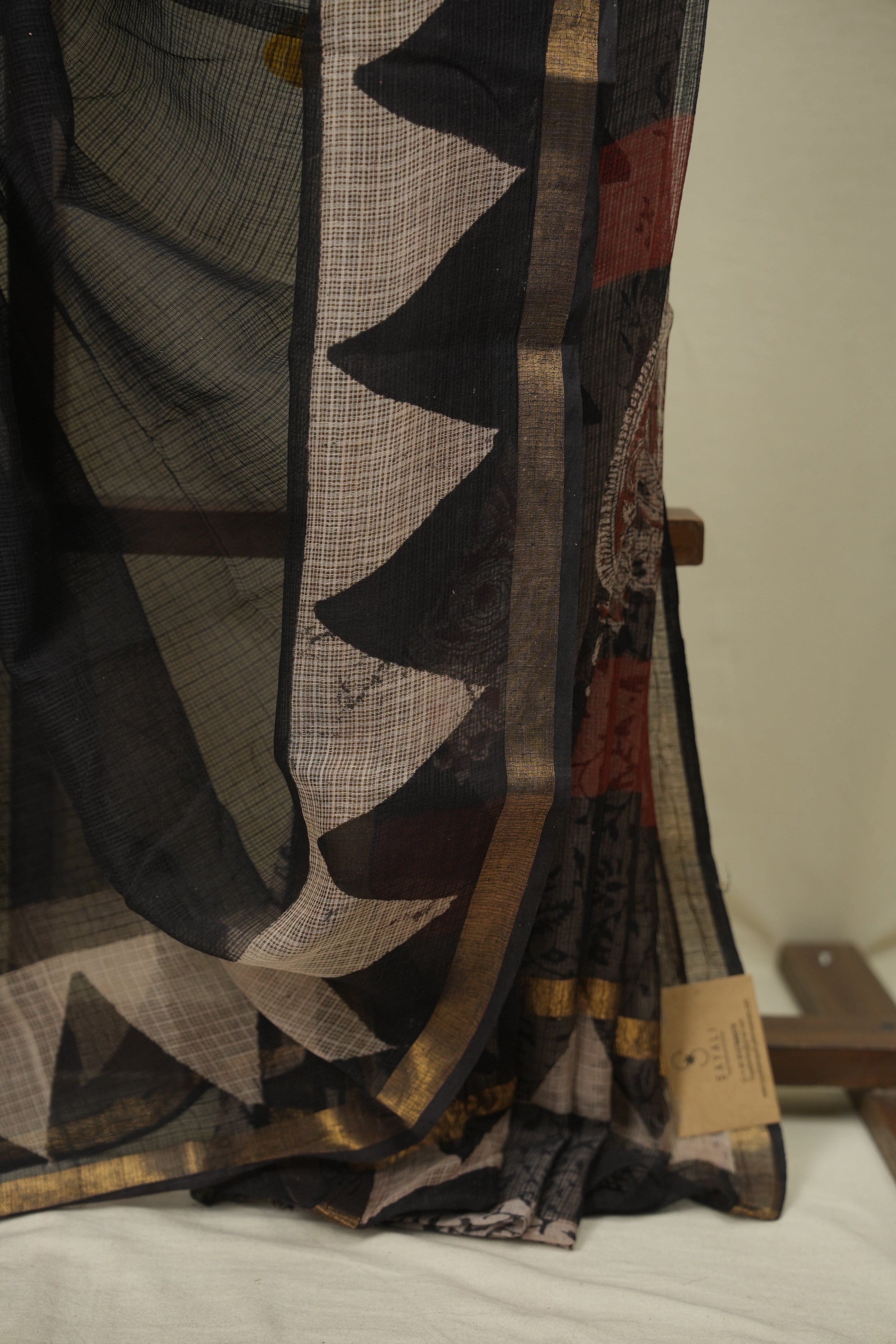 Black Kota Doria Saree - SRBKDS315