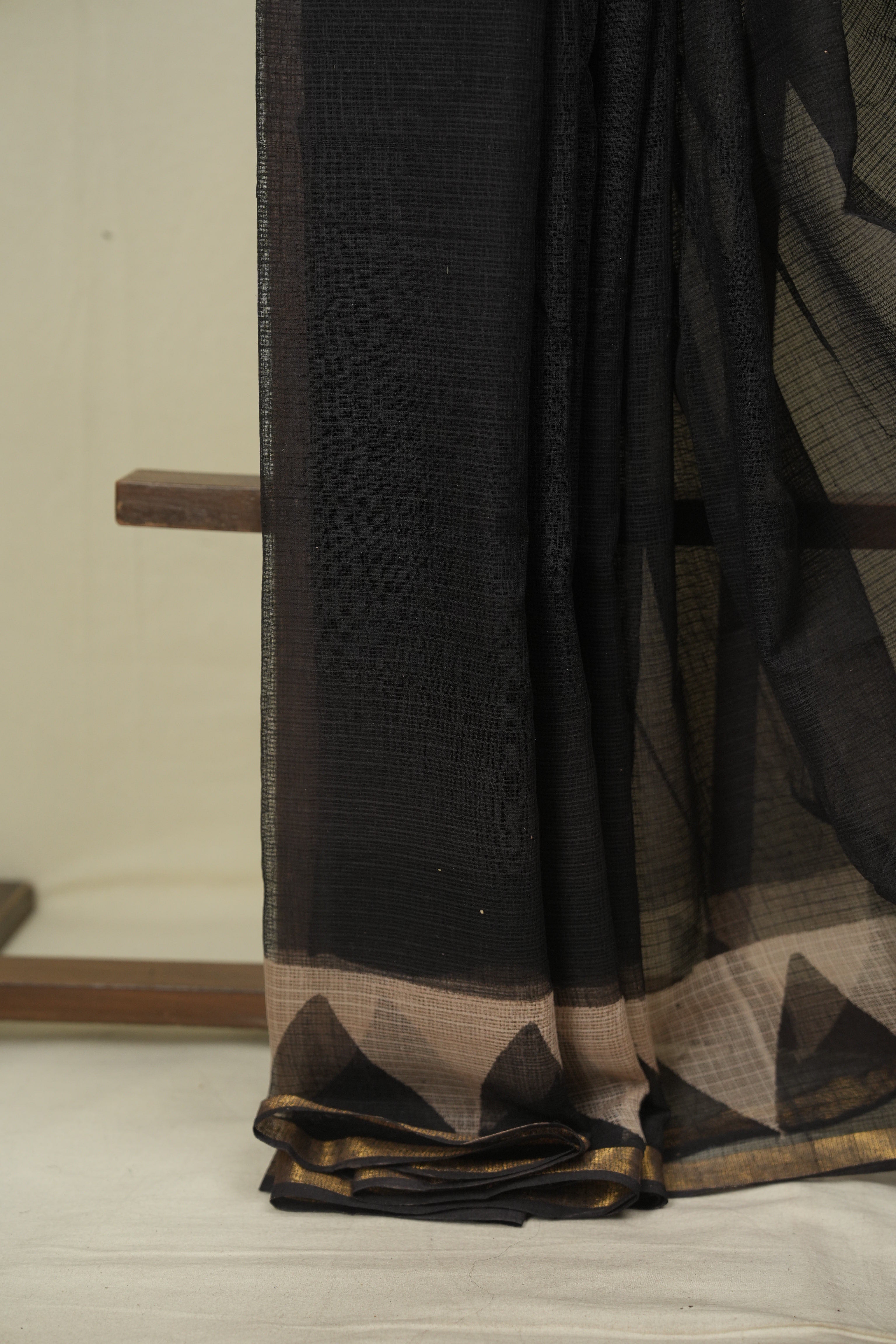 Black Kota Doria Saree - SRBKDS315