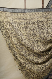 Off White HBP Slub Cotton Saree- SROWHBPSCS61
