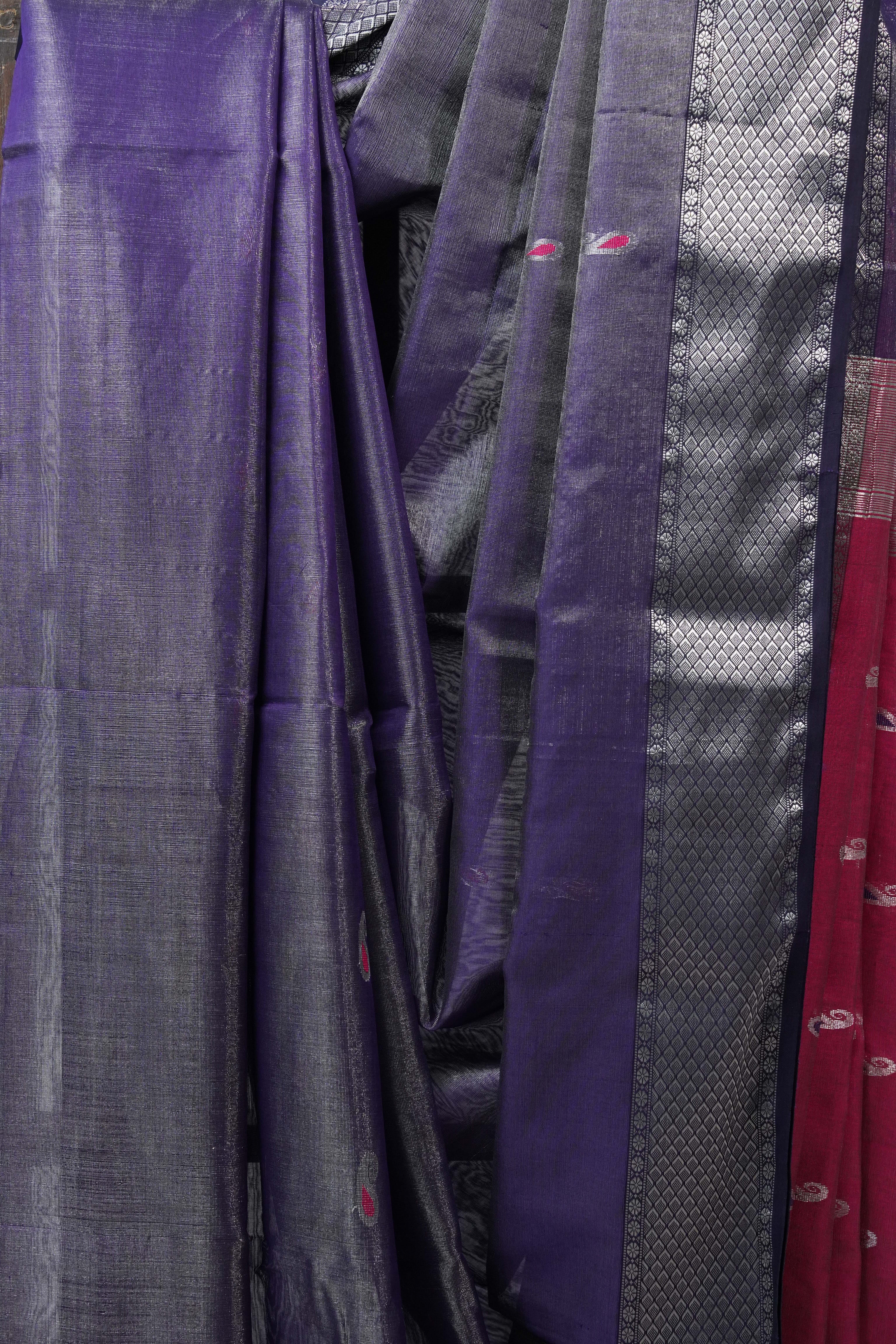 Purple Maheshwari Tissue Saree - SRPMTS396