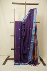 Two Tone Purple Linen Jamdani Saree - SRTTPLJS519