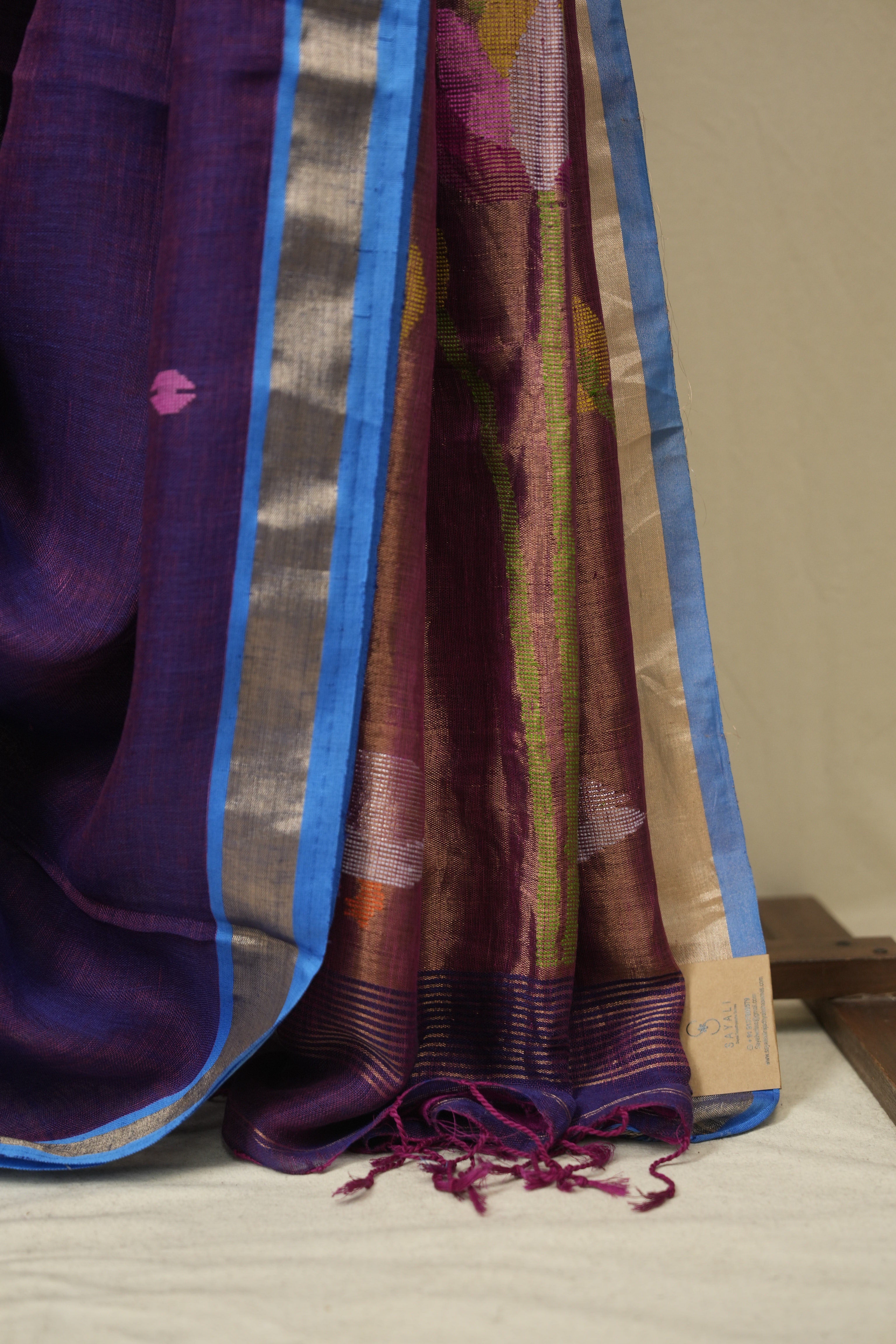 Two Tone Purple Linen Jamdani Saree - SRTTPLJS519