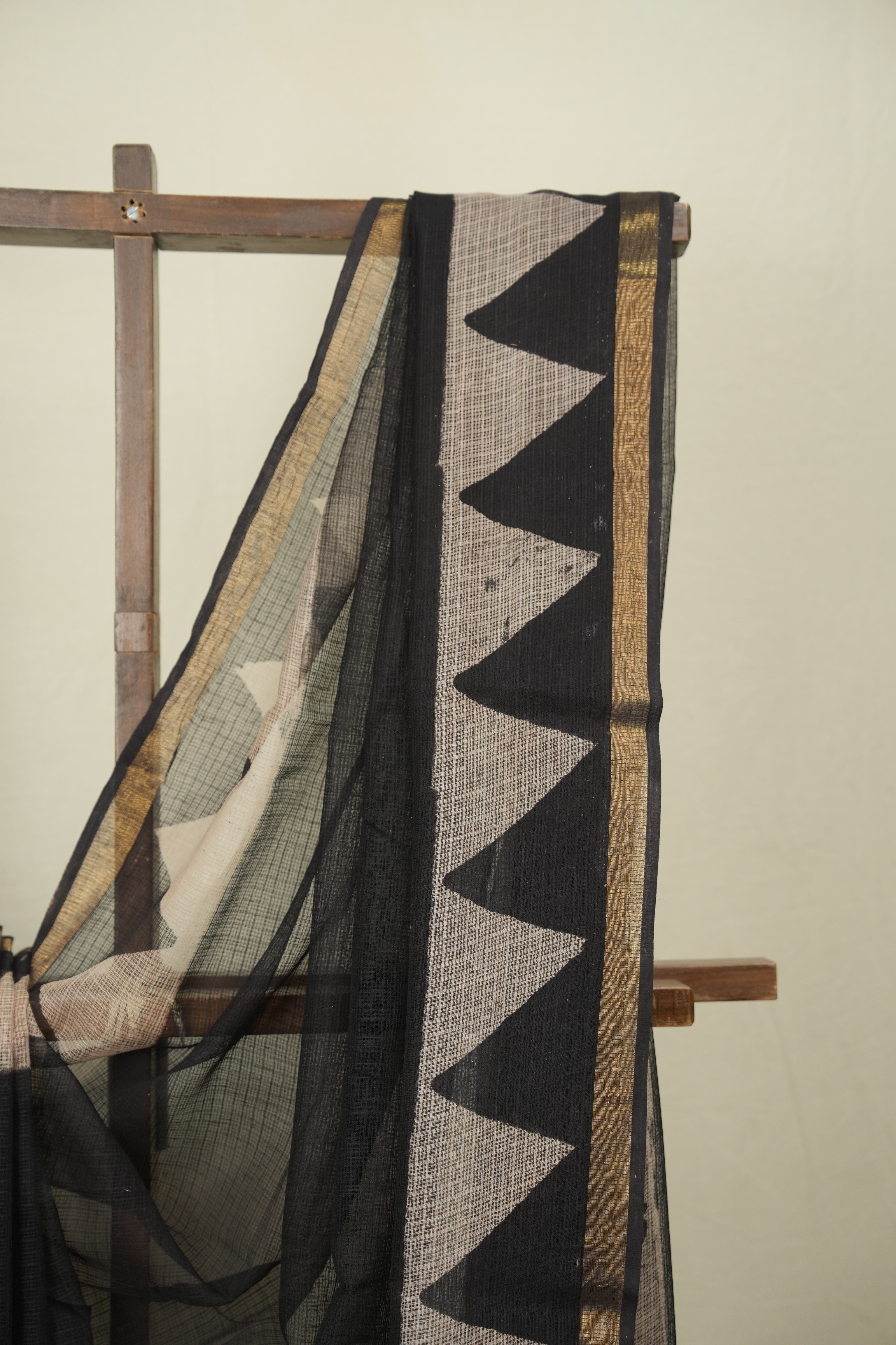 Black Kota Doria Saree - SRBKDS315