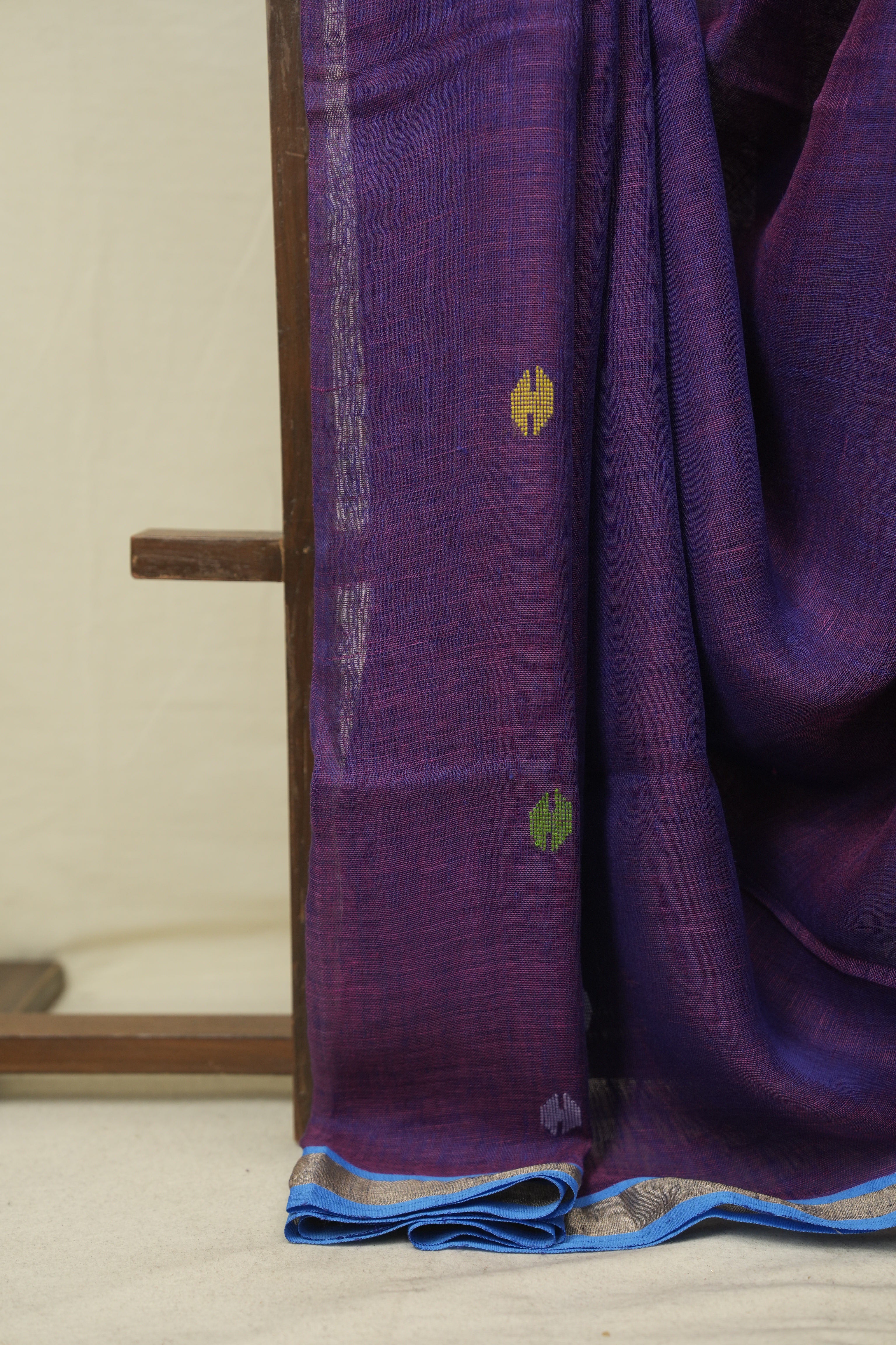Two Tone Purple Linen Jamdani Saree - SRTTPLJS519