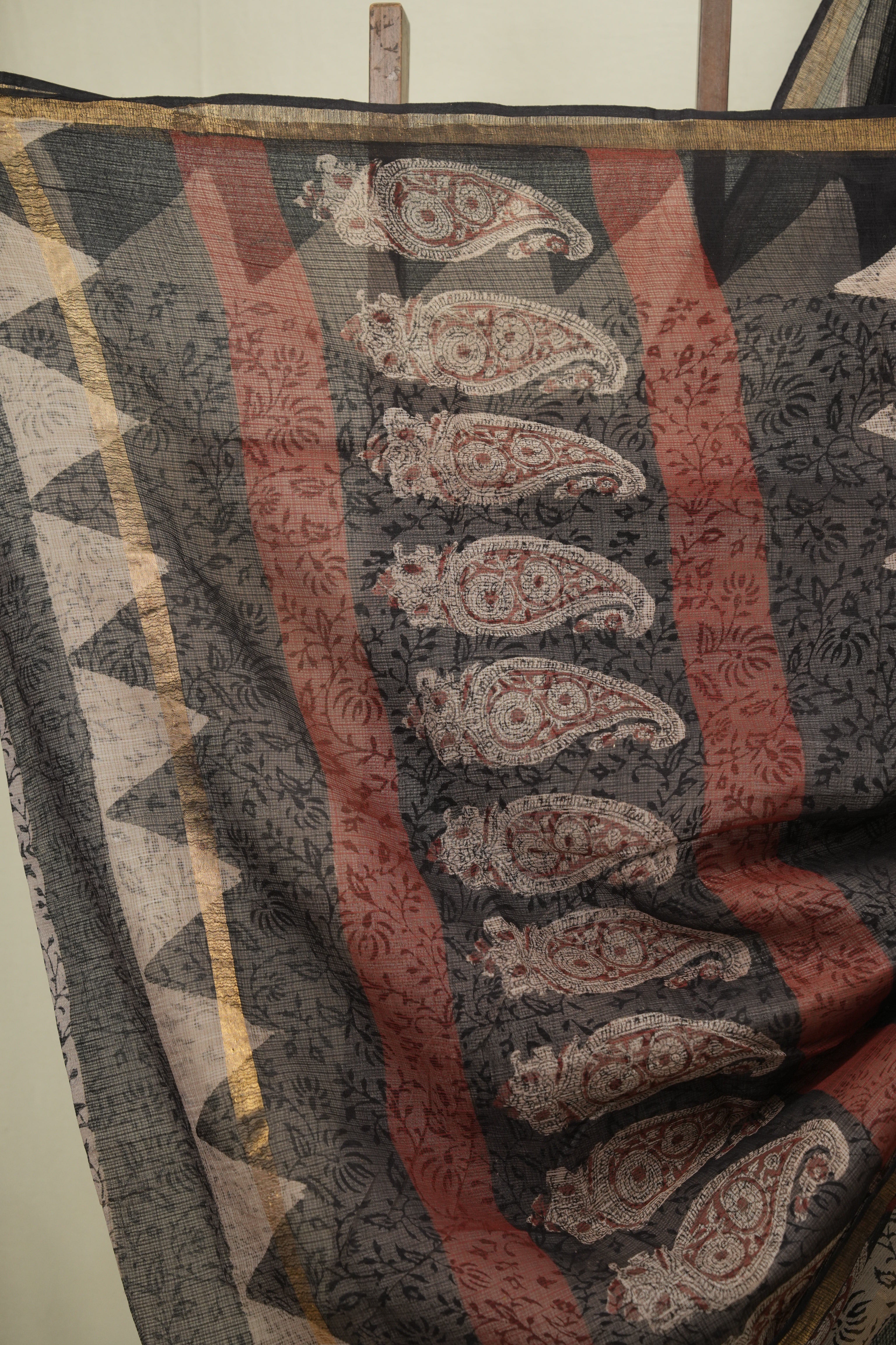 Black Kota Doria Saree - SRBKDS315