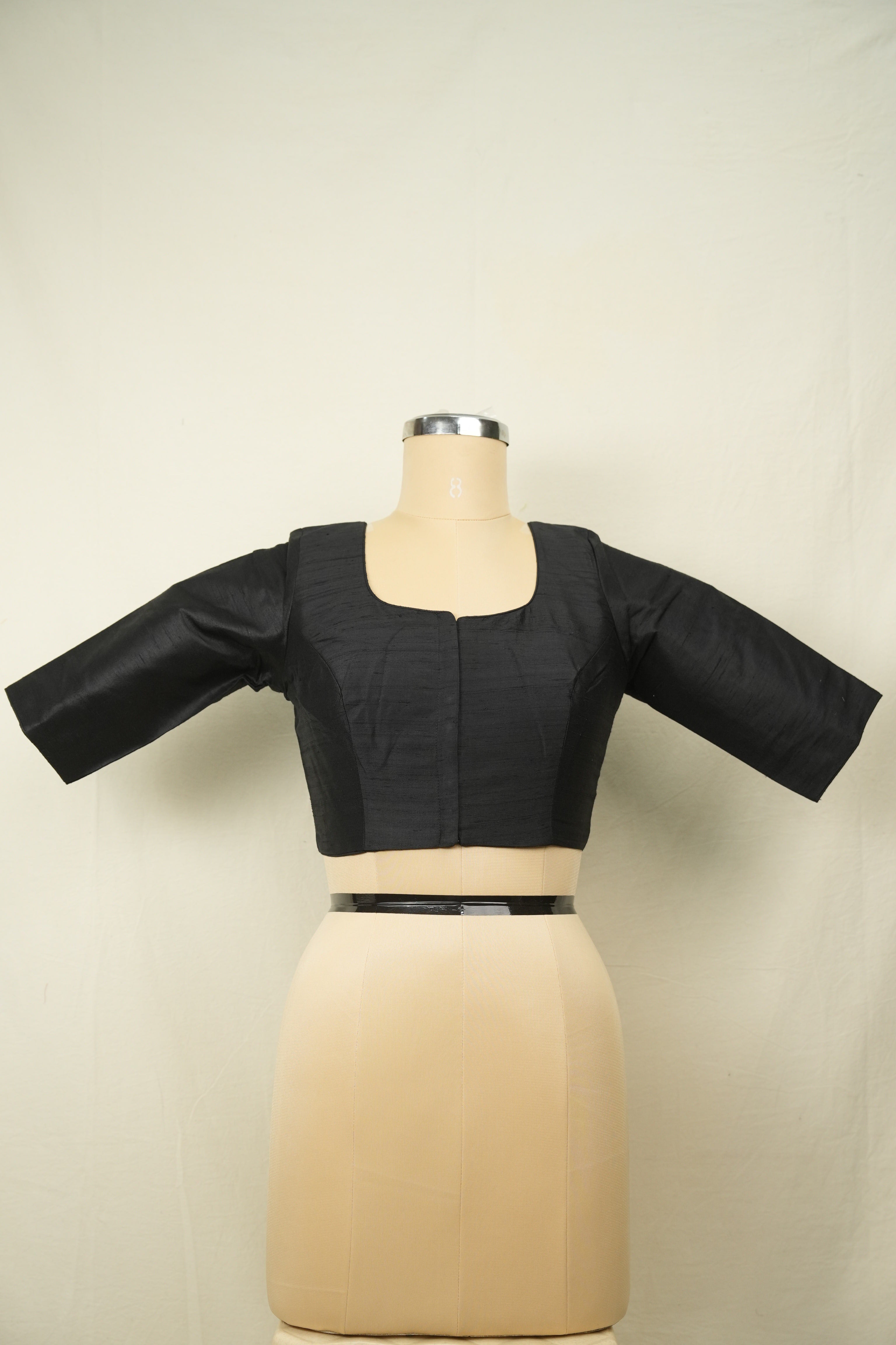 Black Raw Silk Blouse - SRBRSB14