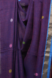 Two Tone Purple Linen Jamdani Saree - SRTTPLJS519