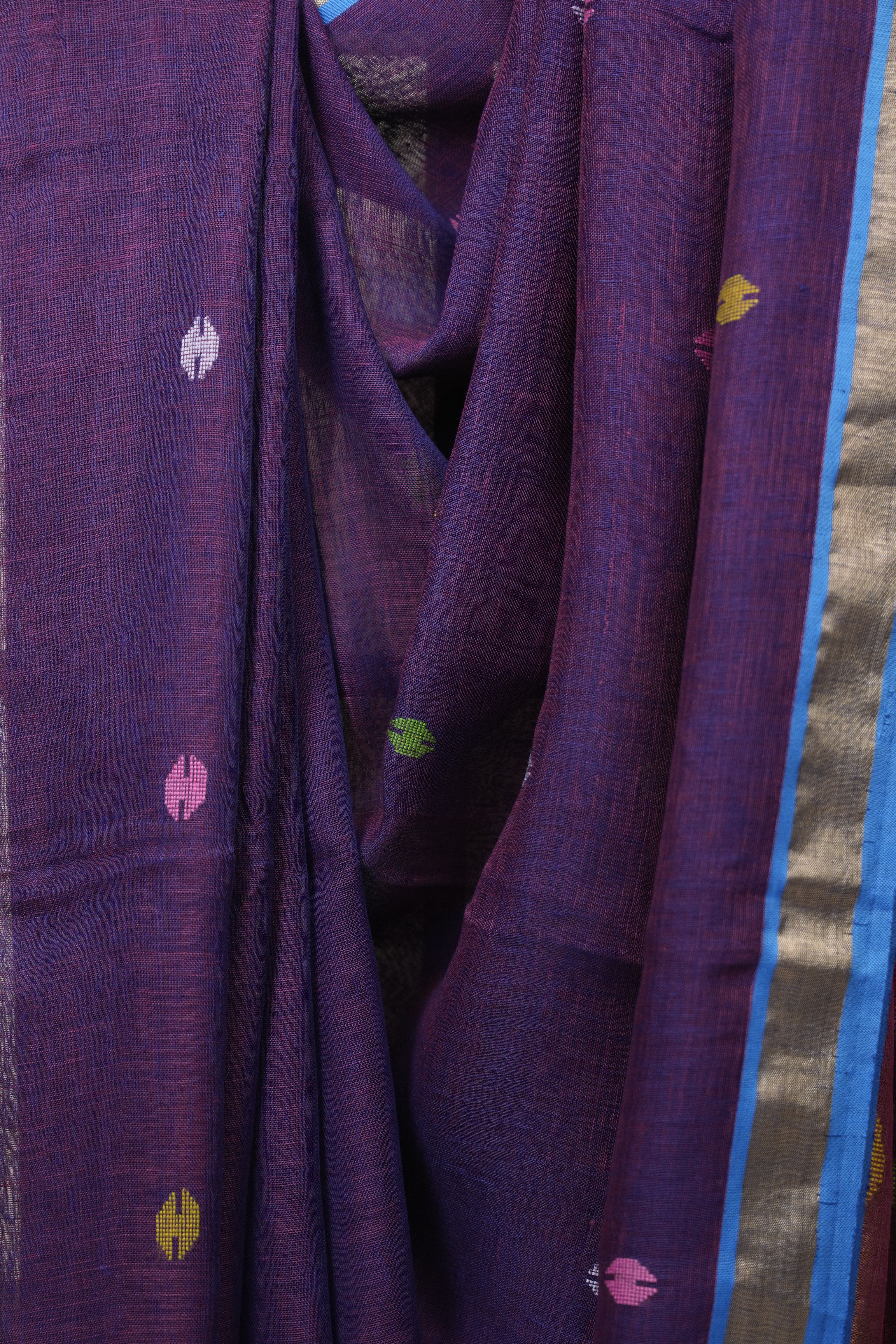 Two Tone Purple Linen Jamdani Saree - SRTTPLJS519