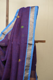 Two Tone Purple Linen Jamdani Saree - SRTTPLJS519