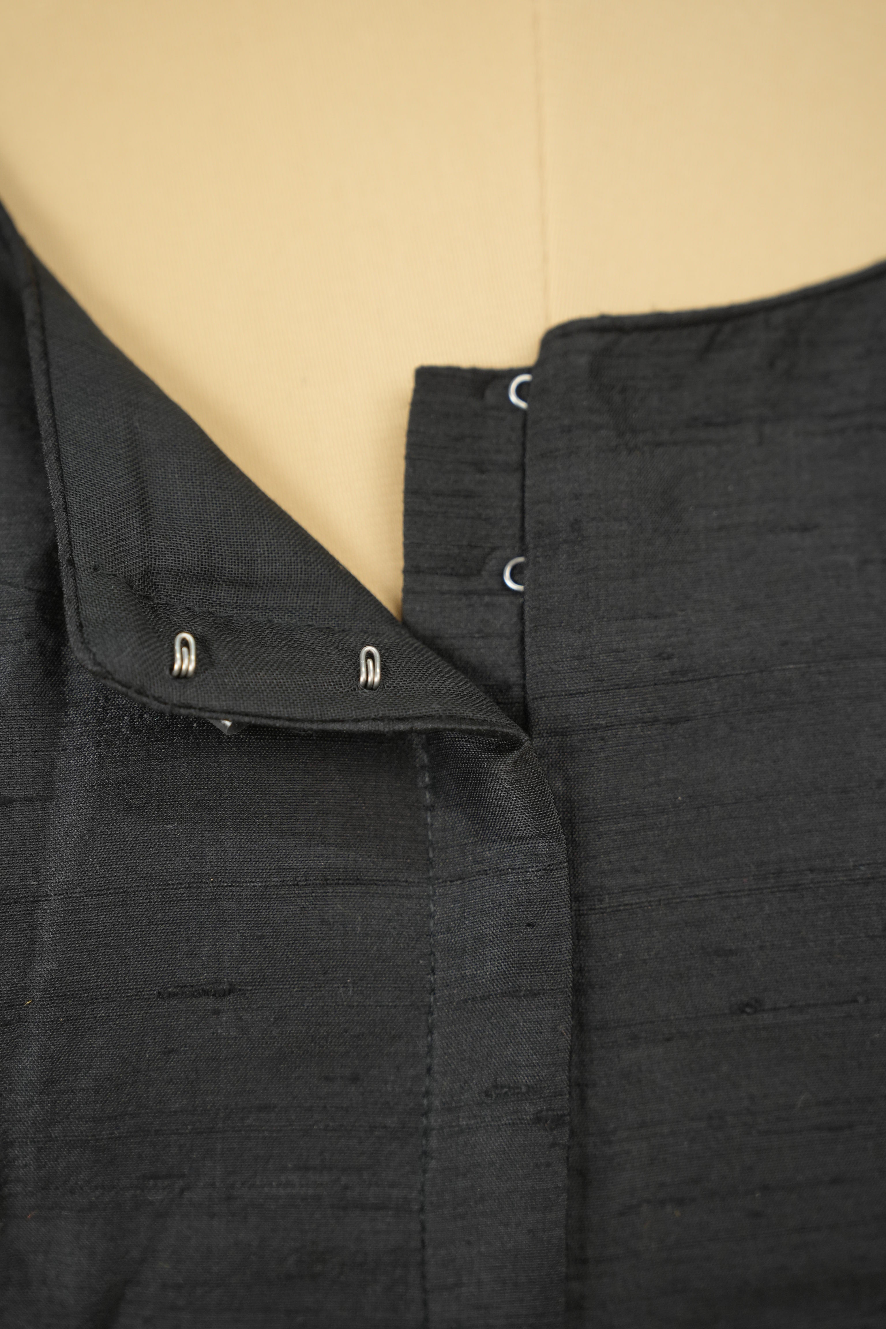 Black Raw Silk Blouse - SRBRSB14