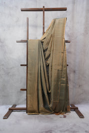 Two Tone Gold Maheshwari Tissue Saree - SRTTGMTS408