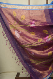 Two Tone Purple Linen Jamdani Saree - SRTTPLJS519