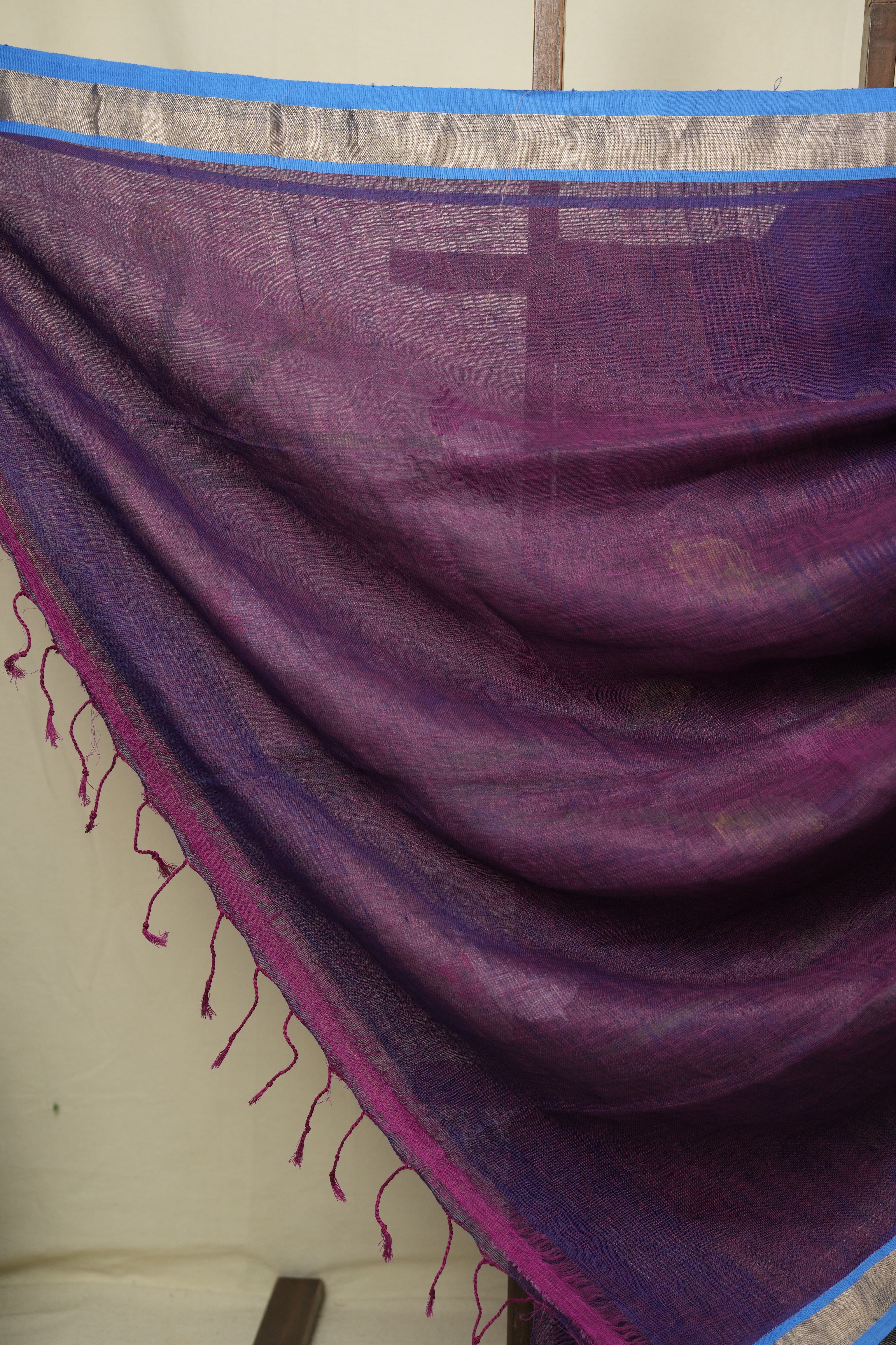 Two Tone Purple Linen Jamdani Saree - SRTTPLJS519