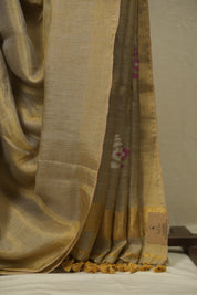 Grey Tissue Linen Jamdani Saree - SRGTLJS203