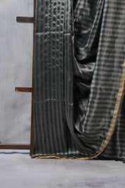 Green-Grey Maheshwari Tissue Saree - SRGGMTS403