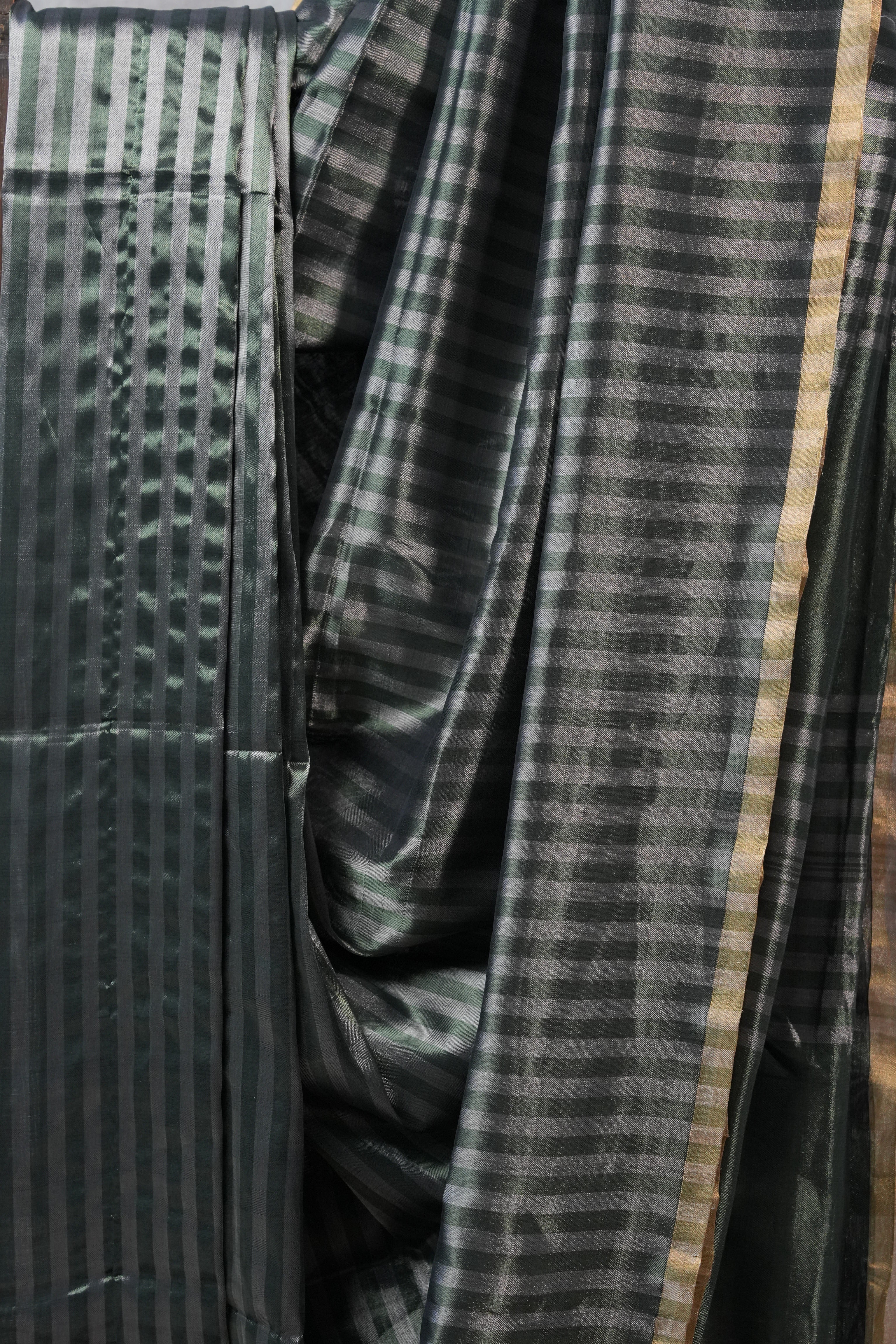 Green-Grey Maheshwari Tissue Saree - SRGGMTS403