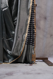 Grey Maheshwari Tissue Saree - SRGMTS404
