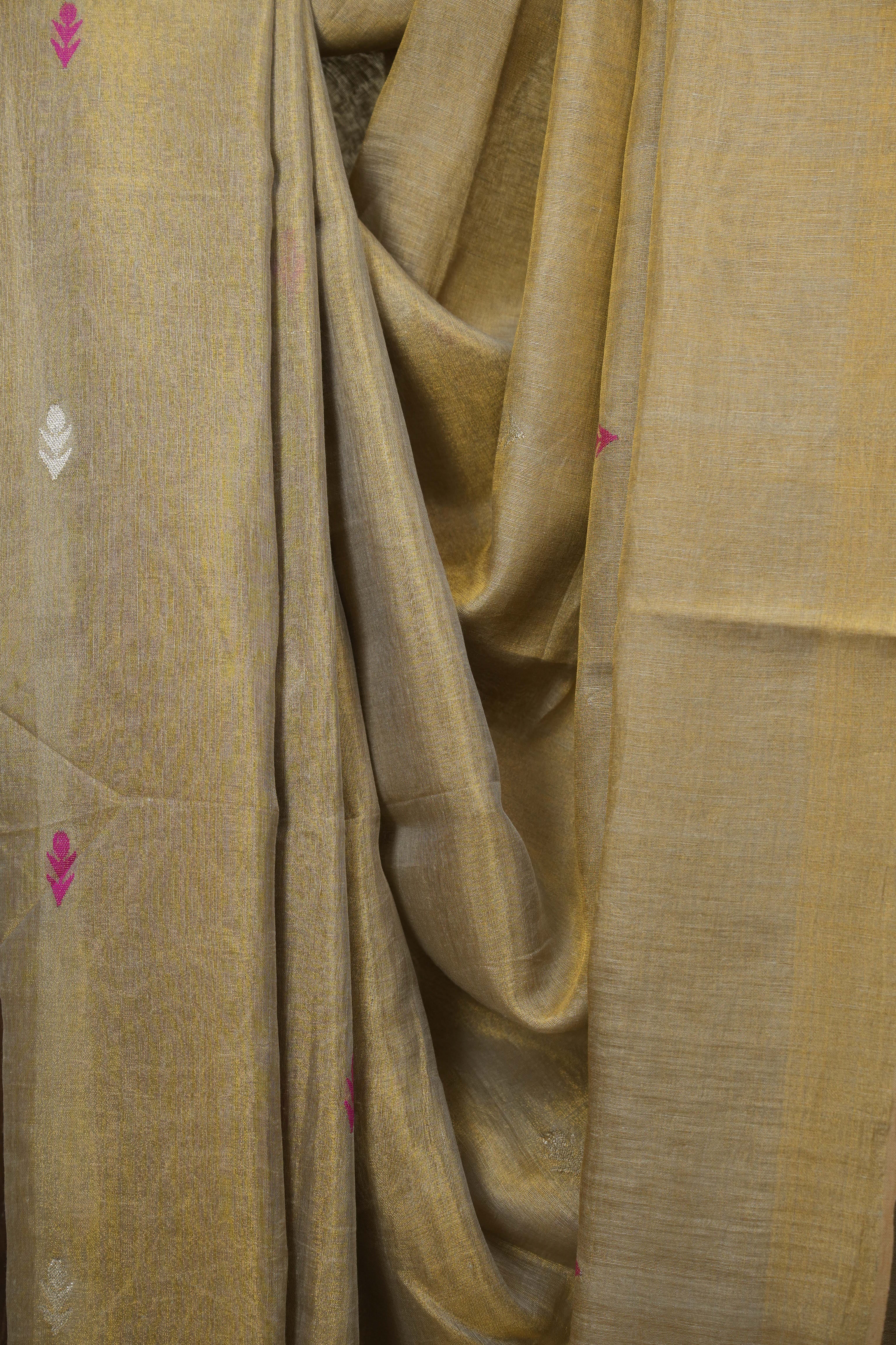 Grey Tissue Linen Jamdani Saree - SRGTLJS203