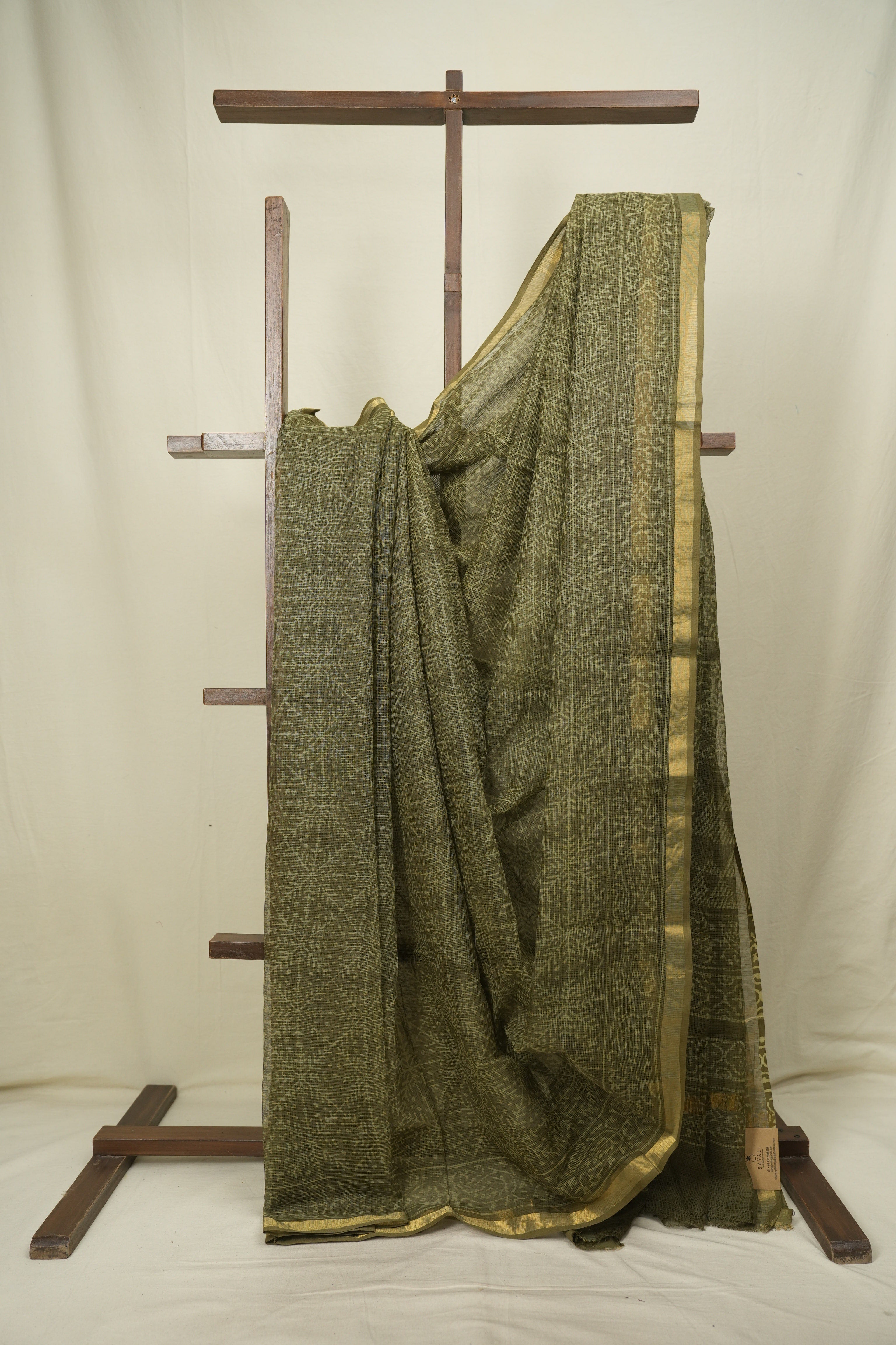 Moss Green Kota Doria Saree - SRMGKDS306
