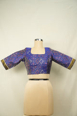 Navy Blue Rajkot Patola Silk Blouse - SRNBRPSB02