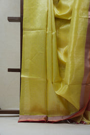 Yellow Maheshwari Tissue Saree - SRYMTS535