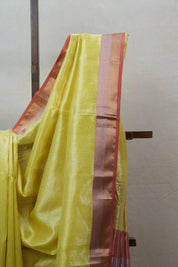 Yellow Maheshwari Tissue Saree - SRYMTS535