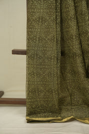 Moss Green Kota Doria Saree - SRMGKDS306
