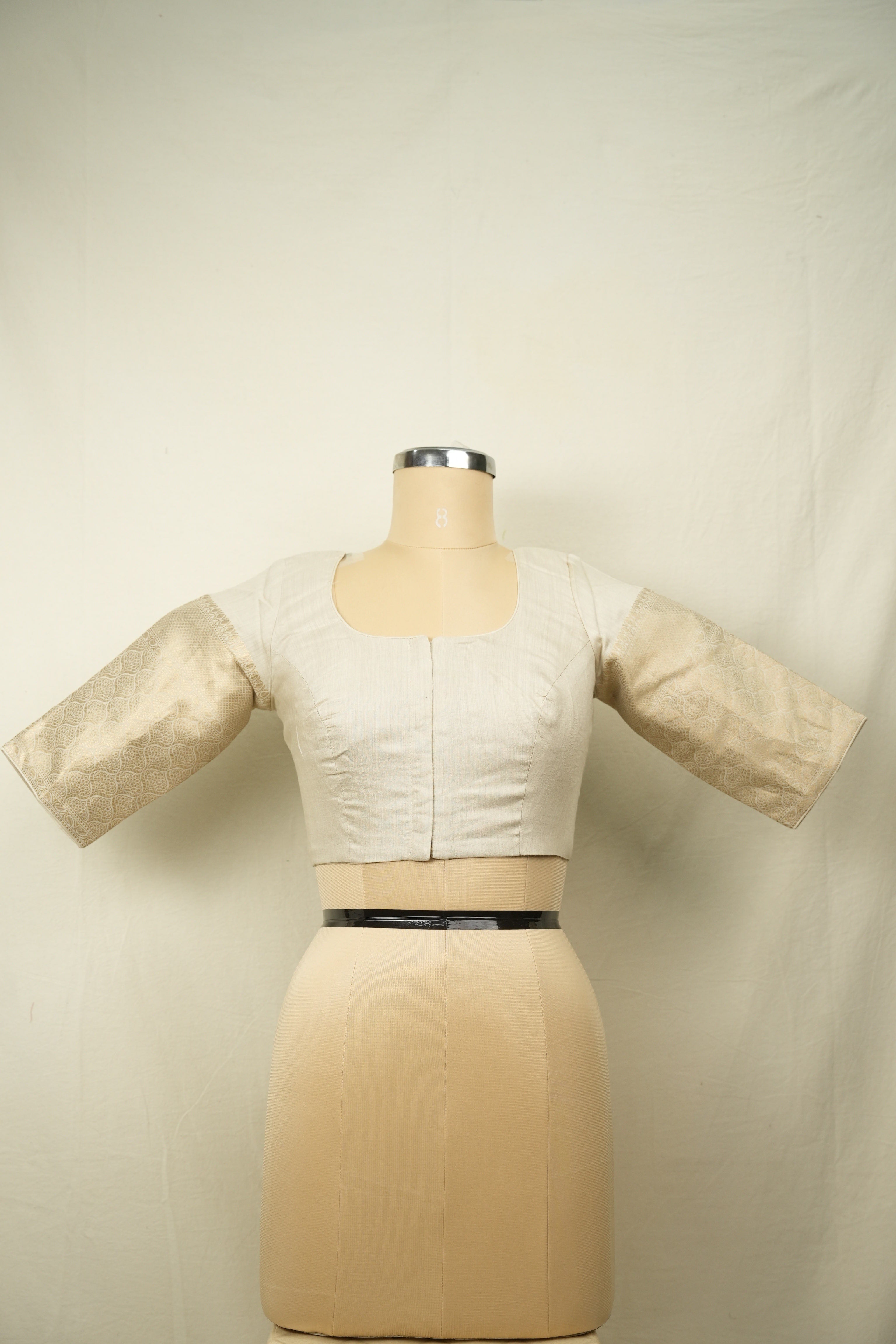 Off White Matka Silk Blouse - SROWMSB07