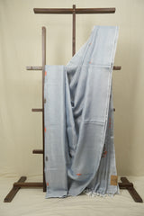 Powder Blue Tissue Linen Jamdani Saree - SRPBTLJS204