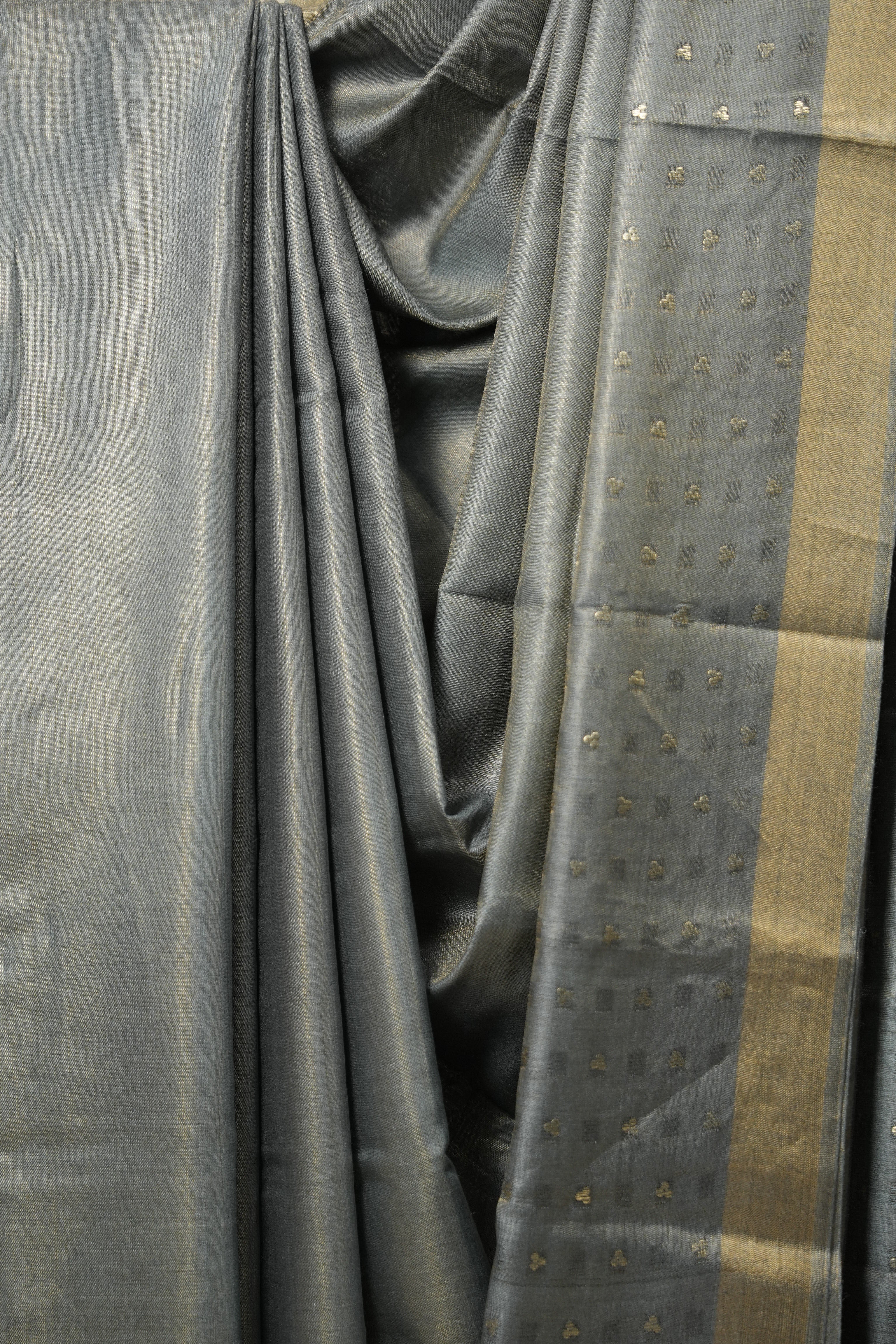Grey Tussar Silk Saree - SRGTSS1664