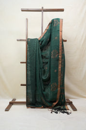 Green Linen Jamdani Saree - SRGLJS396