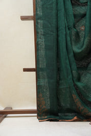 Green Linen Jamdani Saree - SRGLJS396